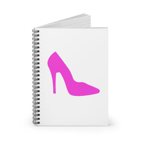 White With Pink Heel Ruled Line Spiral Notebook Journal