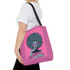 Pink Afro Art Girl Design Tote Bag