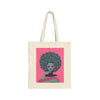 Beige Afro Art Cotton Canvas Tote Bag - Eco-Friendly
