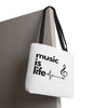 White 'Music is Life' Tote Bag