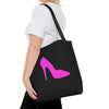 Black With Pink High Heel Tote Bag