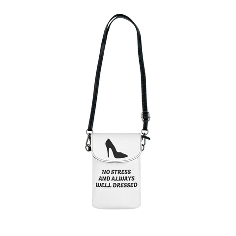 White Small 'No Stress' Design Cell Phone Wallet Case