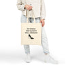 Beige with Black 'No Stress' Design Canvas Tote Bag - Eco-Friendly