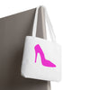 White With Pink High Heel Tote Bag