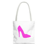 White With Pink High Heel Tote Bag