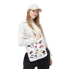 White Fashionista Print Tote Bag - (Choose Color For Strap)