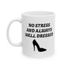 White 'No Stress' Heel Design Ceramic Mug, (11oz, 15oz)