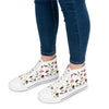 White Custom Fashionista Art Printed Women's High Top Sneakers