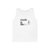 White Unisex Heavy Cotton Tank Top - 'Music is Life' Design
