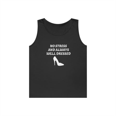 Black & White 'No Stress' Tank Top - Heavy Cotton
