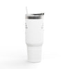 White & Black 'No Stress' Design Insulated Tumbler Travel Mug - 40oz