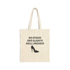 Beige with Black 'No Stress' Design Canvas Tote Bag - Eco-Friendly