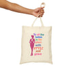 Beige 'To All the Ladies in the Place with Style and Grace' Stylish Cotton Canvas Tote Bag