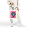 Beige Afro Art Cotton Canvas Tote Bag - Eco-Friendly