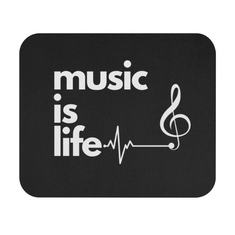 Black 'Music is Life' Mouse Pad
