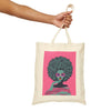 Beige Afro Art Cotton Canvas Tote Bag - Eco-Friendly