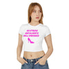 White & Pink 'No Stress' Design Crop Tee