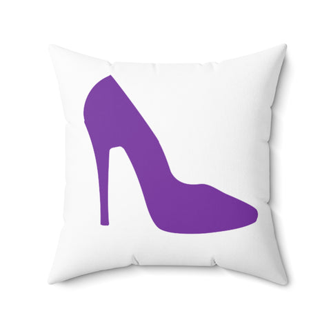 White & Purple Heel Square Pillow