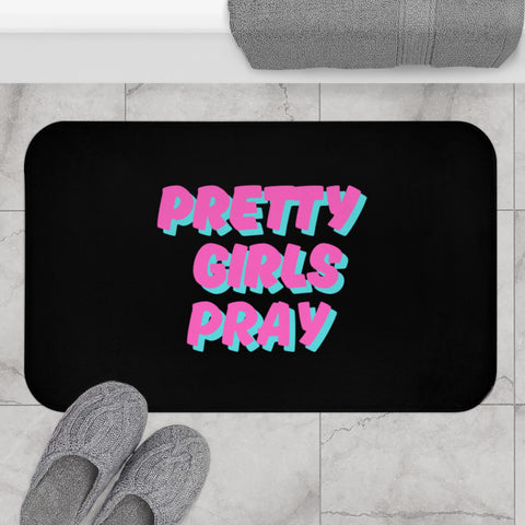 Black & Pink 'Pretty Girls Pray' Bath Mat