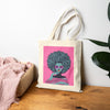 Beige Afro Art Cotton Canvas Tote Bag - Eco-Friendly