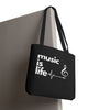 Black 'Music is Life' Tote Bag