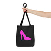 Black With Pink High Heel Tote Bag