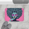 Retro Chic Bath Mat with Afro Art Design - Funky Bathroom Decor