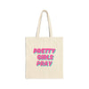 Beige & Pink 'Pretty Girls Pray' Cotton Canvas Tote Bag - Eco-Friendly