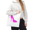 White With Pink High Heel Tote Bag