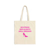Beige with Pink 'No Stress' Design Canvas Tote Bag - Eco-Friendly