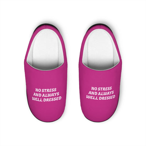 Dark Pink Women’s 'No Stress' Design Cozy House Slippers