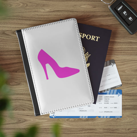 White With Pink High Heel Passport Cover