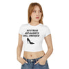 White & Black 'No Stress' Design Crop Tee