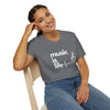 Gray & White 'Music Is Life' Unisex Softstyle Graphic T-Shirt