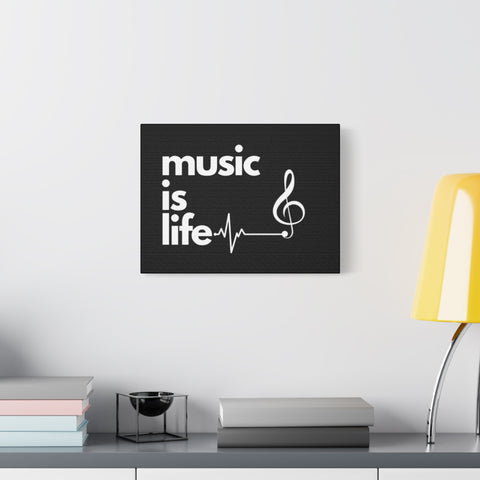 Black 'Music is Life' Canvas Art