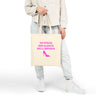Beige with Pink 'No Stress' Design Canvas Tote Bag - Eco-Friendly