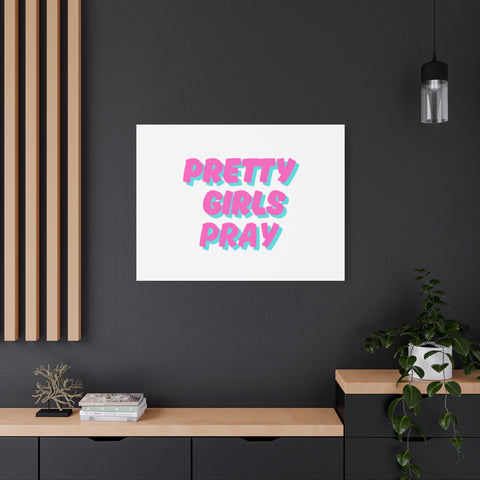 White & Pink 'Pretty Girls Pray' Art Canvas