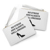 White & Black 'No Stress' Design Fashionable Clutch Bag