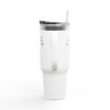 White & Black 'No Stress' Design Insulated Tumbler Travel Mug - 40oz