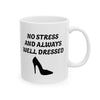 White 'No Stress' Heel Design Ceramic Mug, (11oz, 15oz)