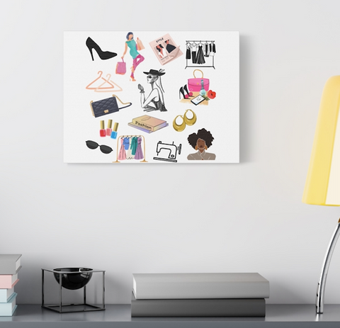 White Fashionista Printed Matte Canvas Art