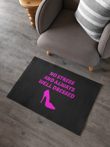 Black & Pink 'No Stress' Design Area Rug