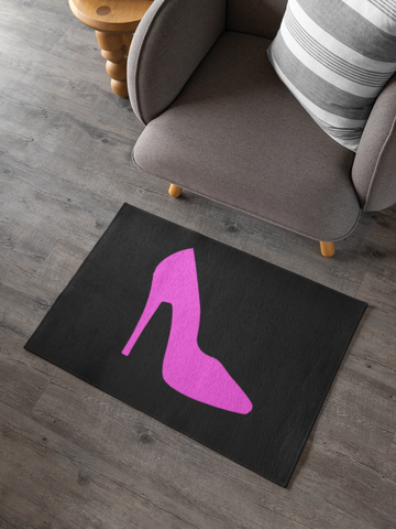 Black With Pink High Heel Area Rug