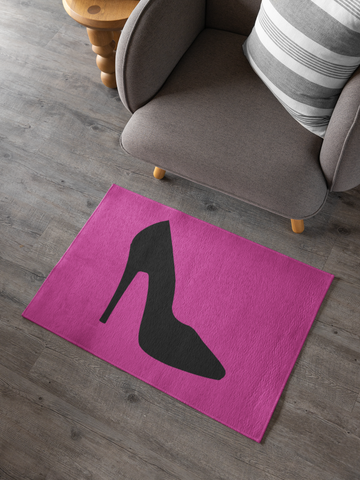 Pink With Black High Heel Area Rug