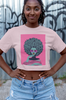 Pink Afro Art Design Crop T-Shirt