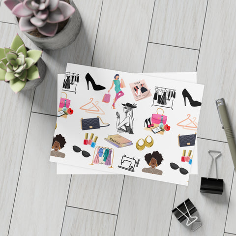 White Fashionista Printed Postcard Bundle with Envelopes