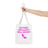 White & Pink 'No Stress' Tote Bag