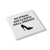 White & Black 'No Stress' Design Ceramic Coaster
