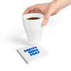 White & Blue Pretty Girls Pray Ceramic Coaster