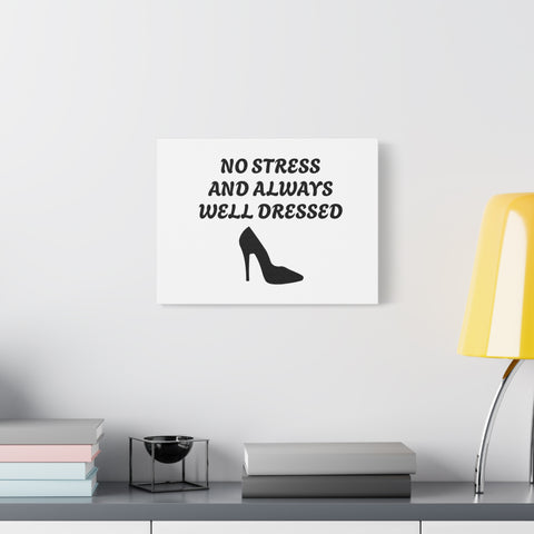 White & Black 'No Stress' Design Wall Art Canvas (Multiple Sizes)